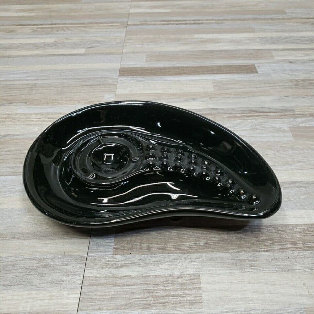 Vintage Mid-Century Modern Black Ashtray - Made In USA - 60's - Teardrop Shape